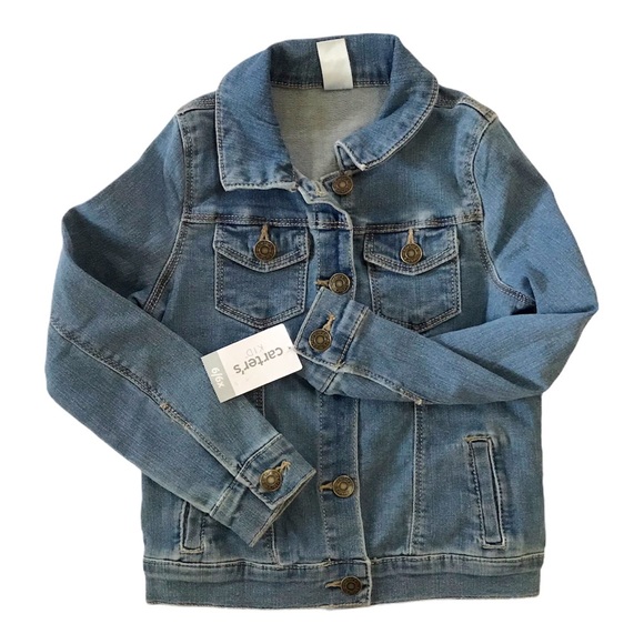 Girl’s Carter’s Denim Jacket Sz 6 / 6X Stretch BRAND NEW WITH TAGS  Blue - Picture 1 of 6